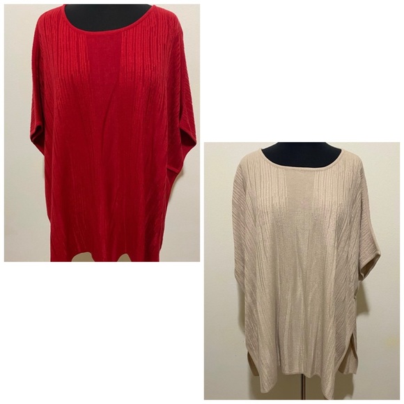 Ming Wang Shirt Sleeve Cozy Knit Poncho Top - Picture 1 of 16